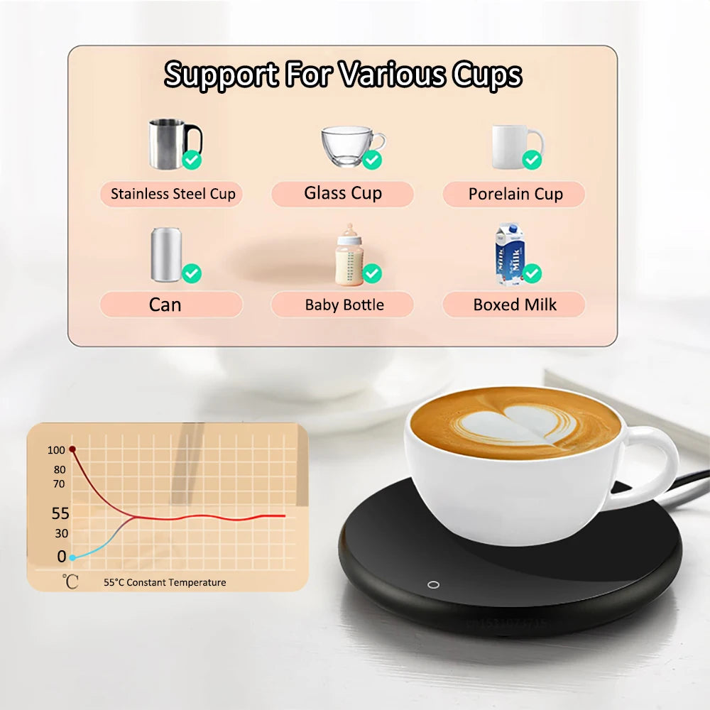 Coffee Cup Heater Mug Warmer USB Heating Pad Electic Milk Tea Water Thermostatic Coasters Cup Warmer for Home Office Desk DC 5V