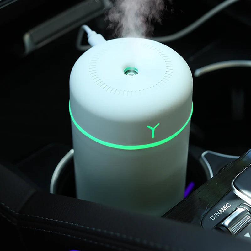 Portable 390ml USB Air Humidifier with LED Night Light & Aromatherapy Function – Ideal for Home or Car Use